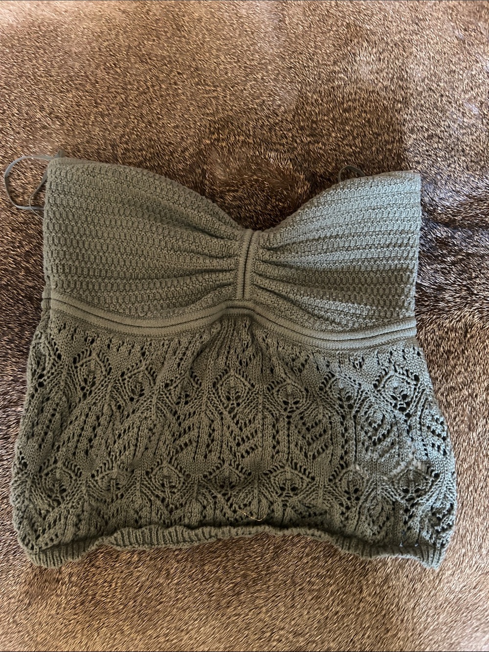 American Eagle Outfitters Olive Crochet Strapless Bustier